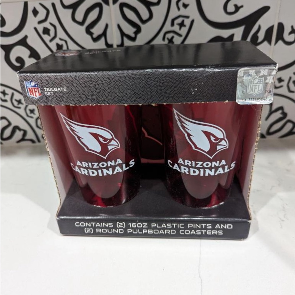New Arizona Cardinals Plastic 16 oz Glass Coasters NFL Football SET
